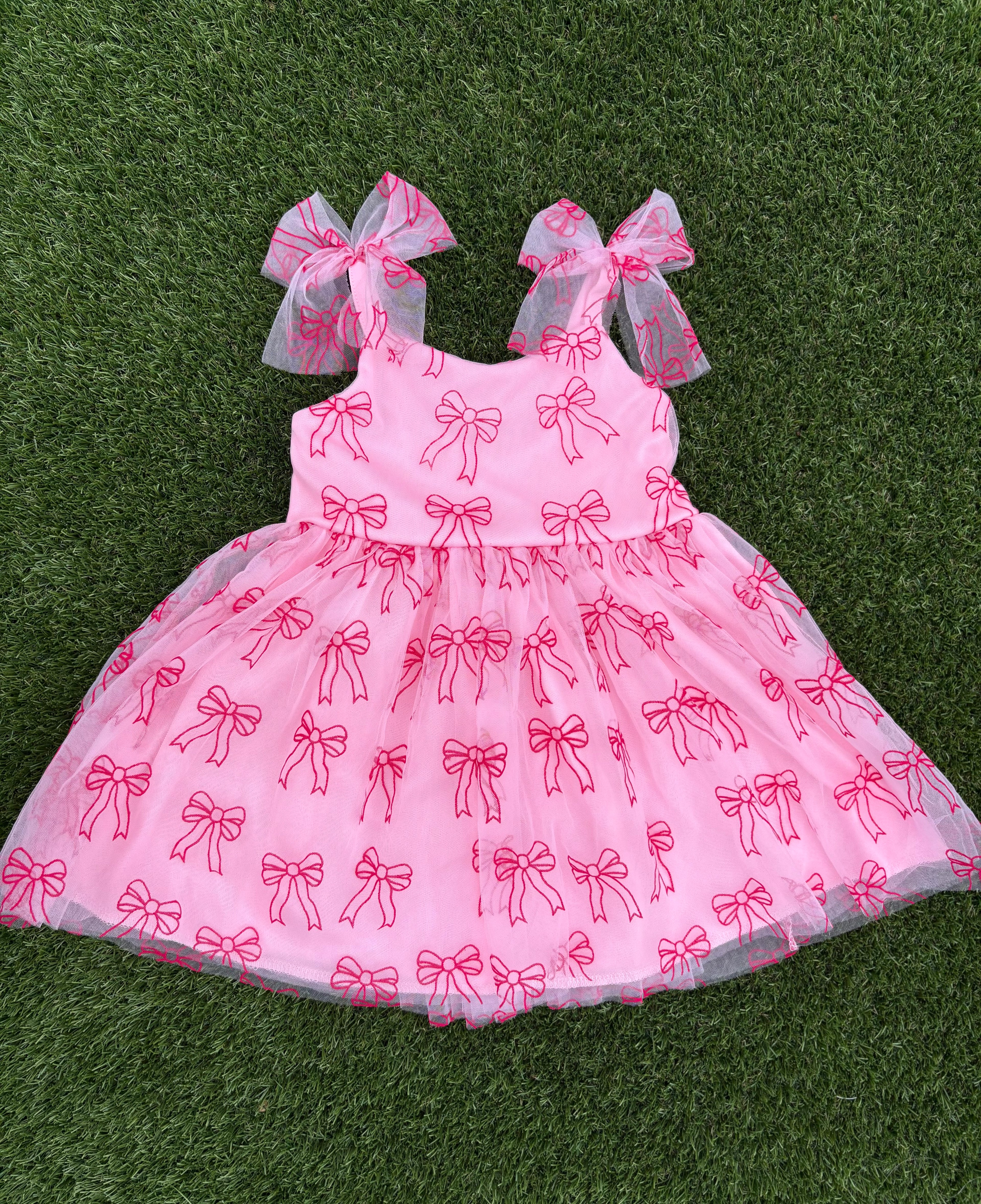 Girl's Pink Bow Tulle Dress