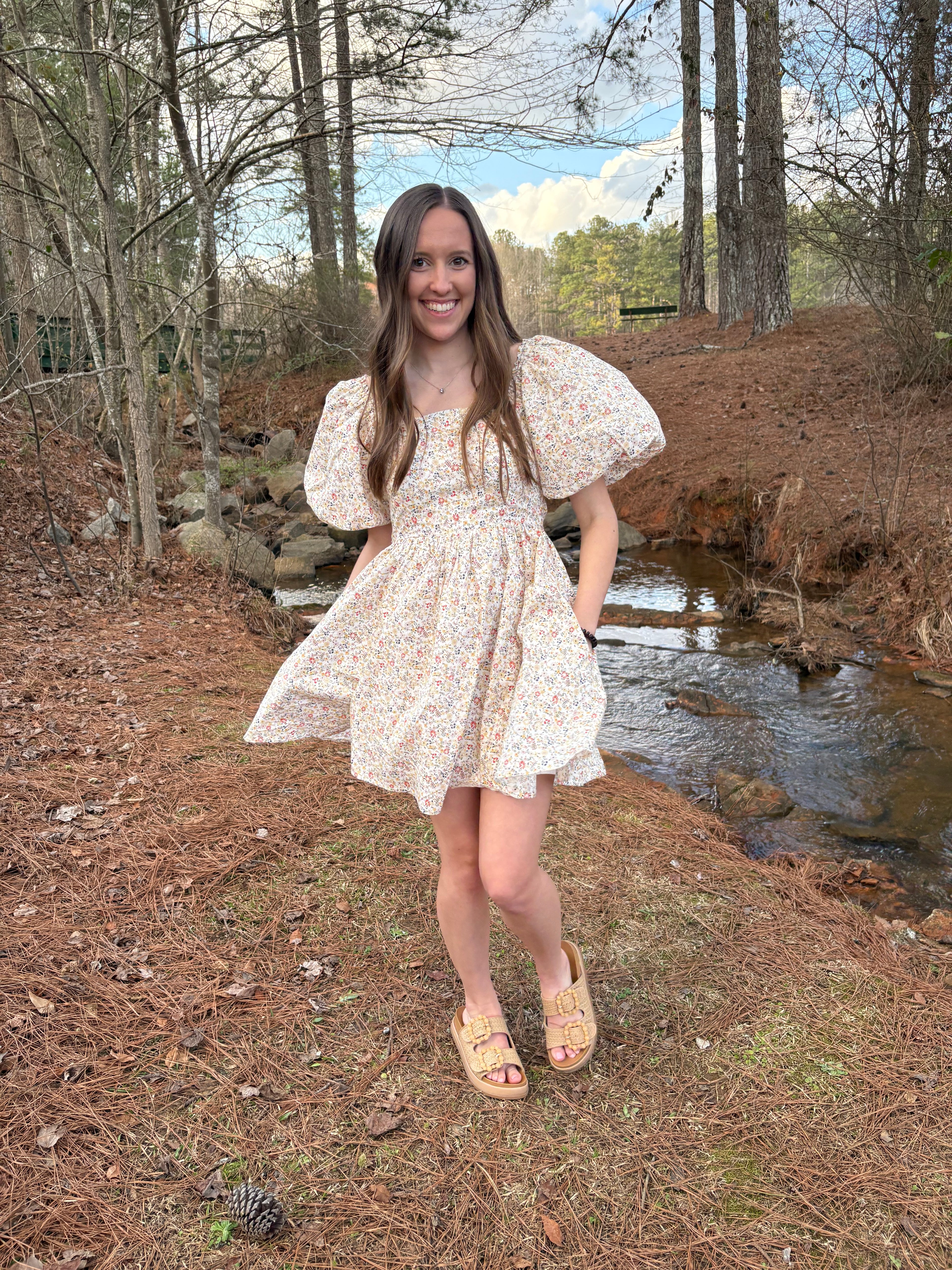 Women's Ivory Floral Dress