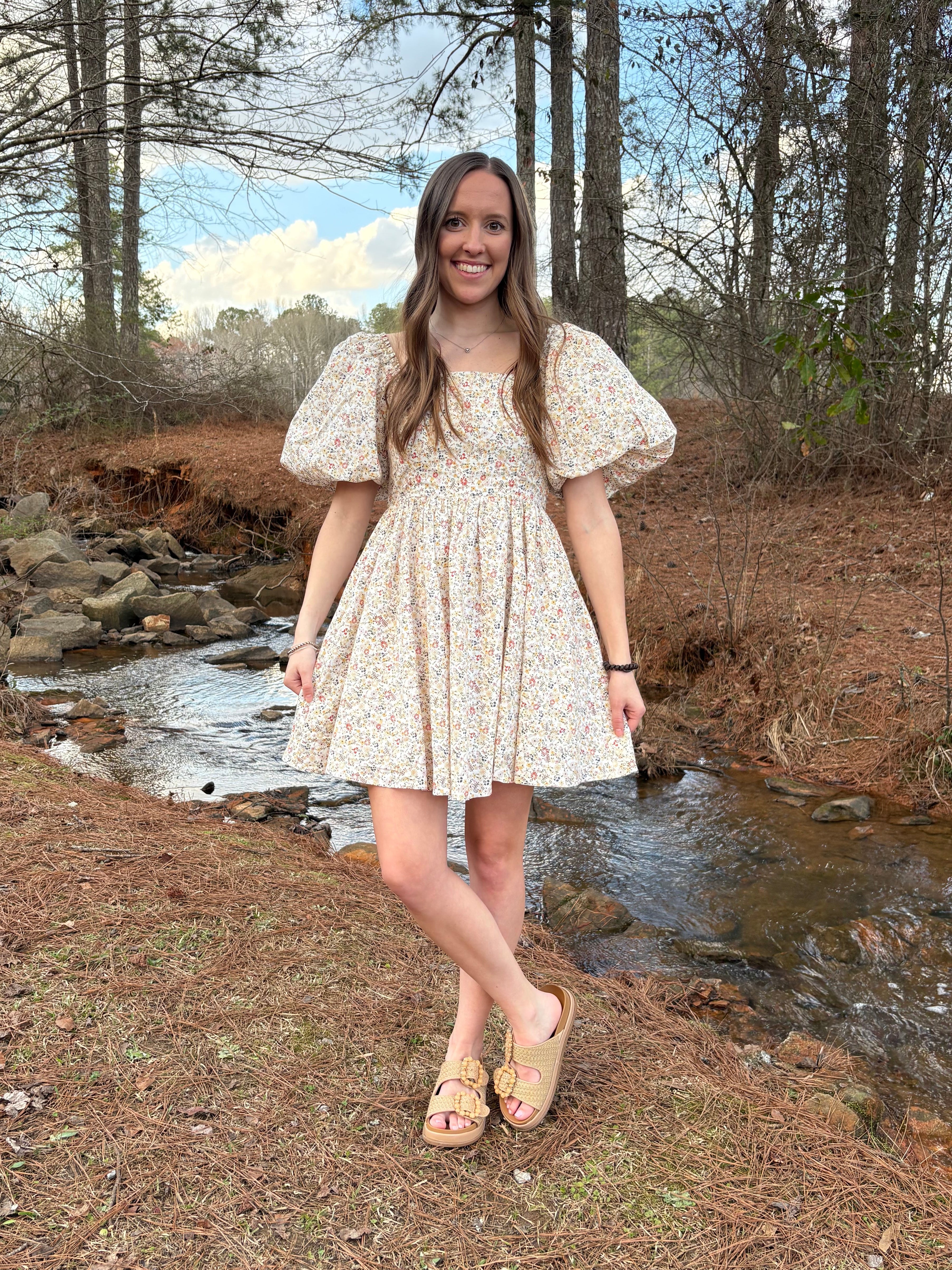 Women's Ivory Floral Dress