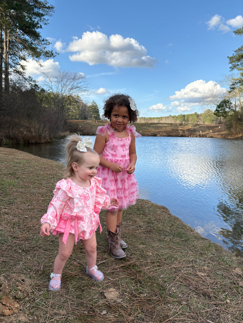 Girl's Pink Bow Ruffle Butt