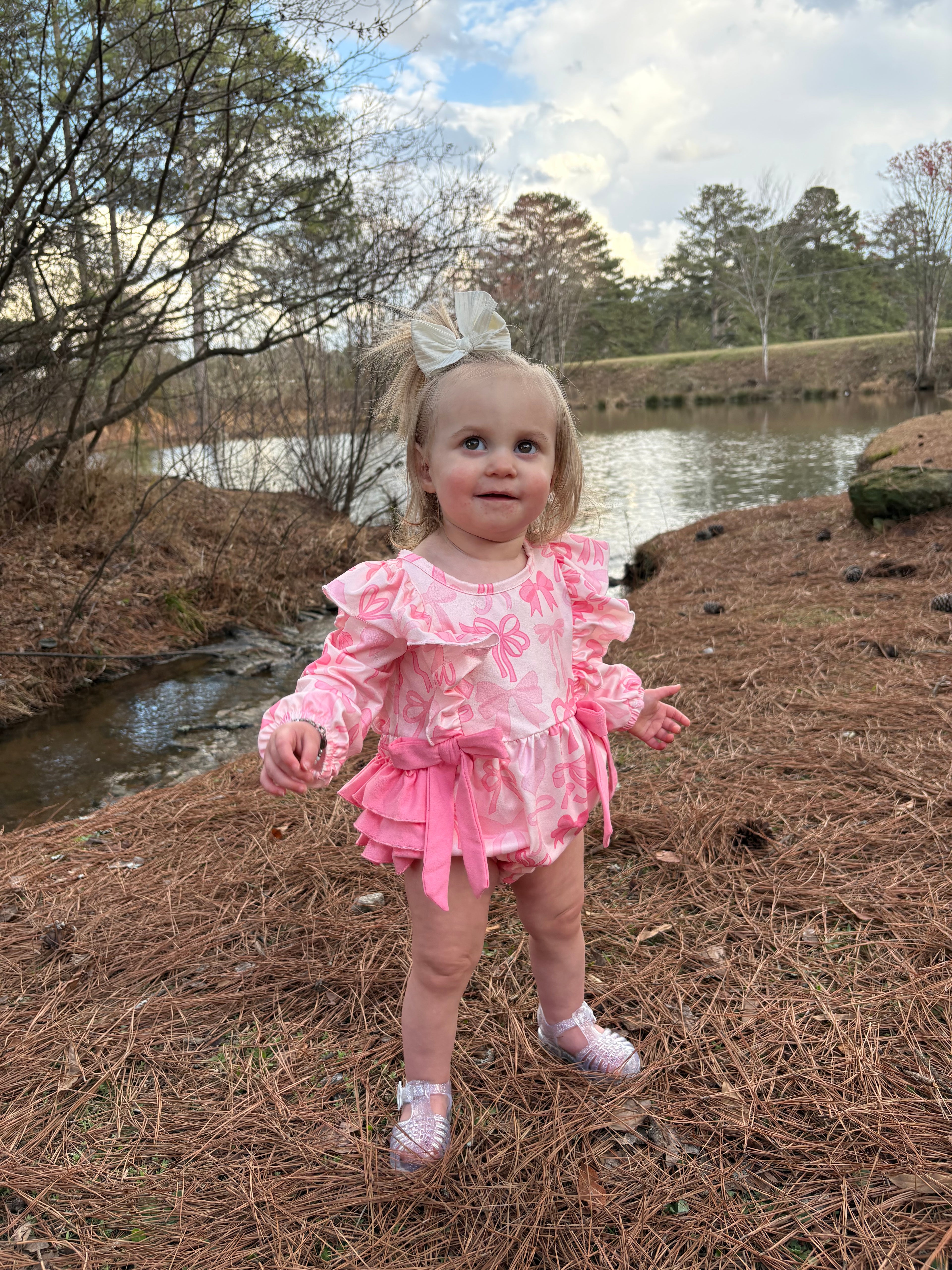 Girl's Pink Bow Ruffle Butt