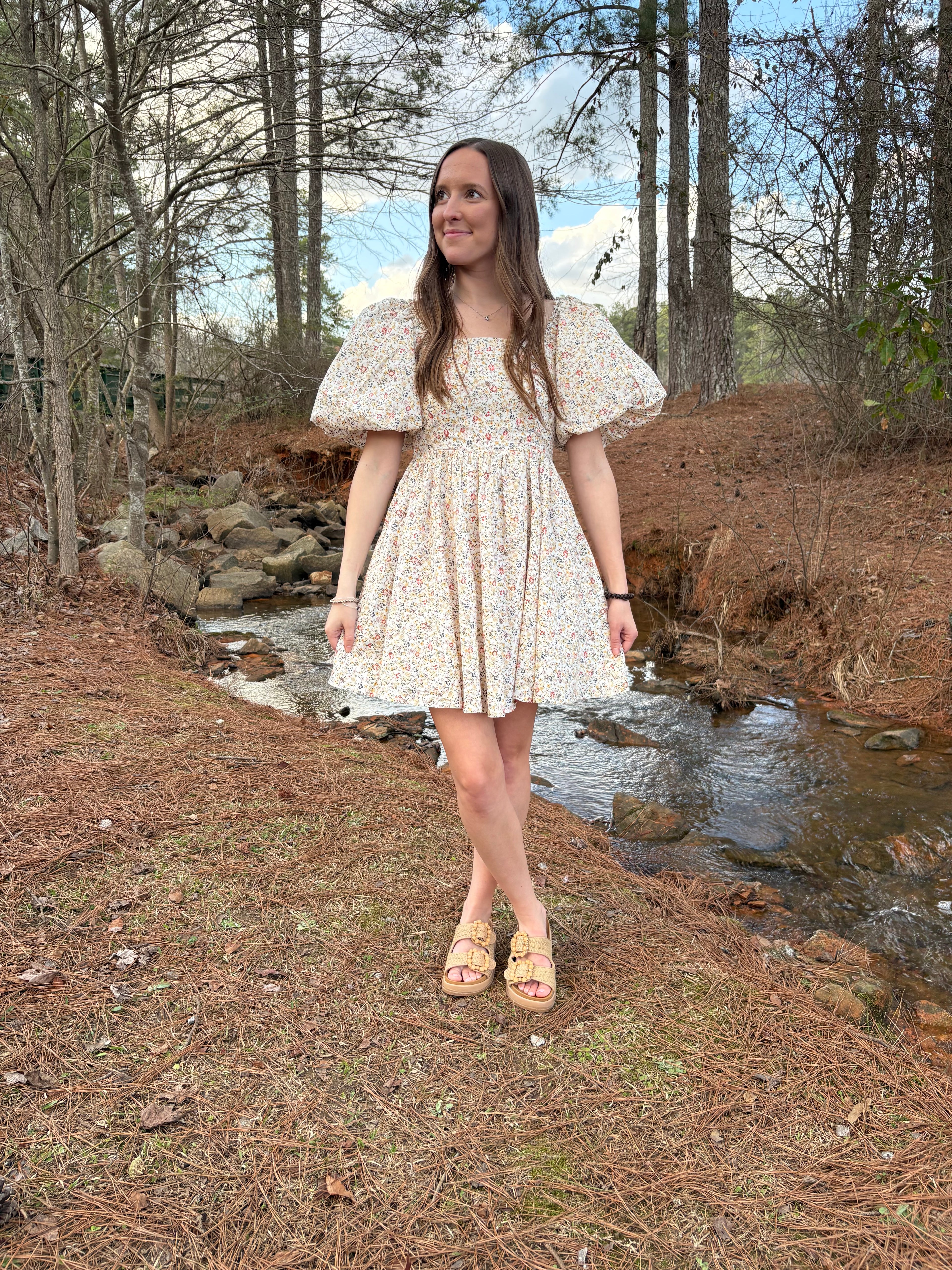Women's Ivory Floral Dress