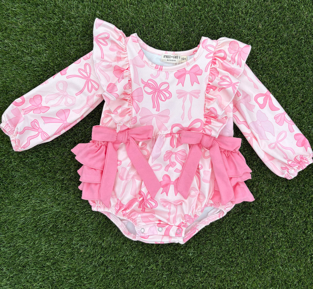 Girl's Pink Bow Ruffle Butt