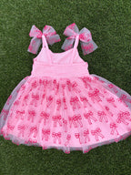 Girl's Pink Bow Tulle Dress