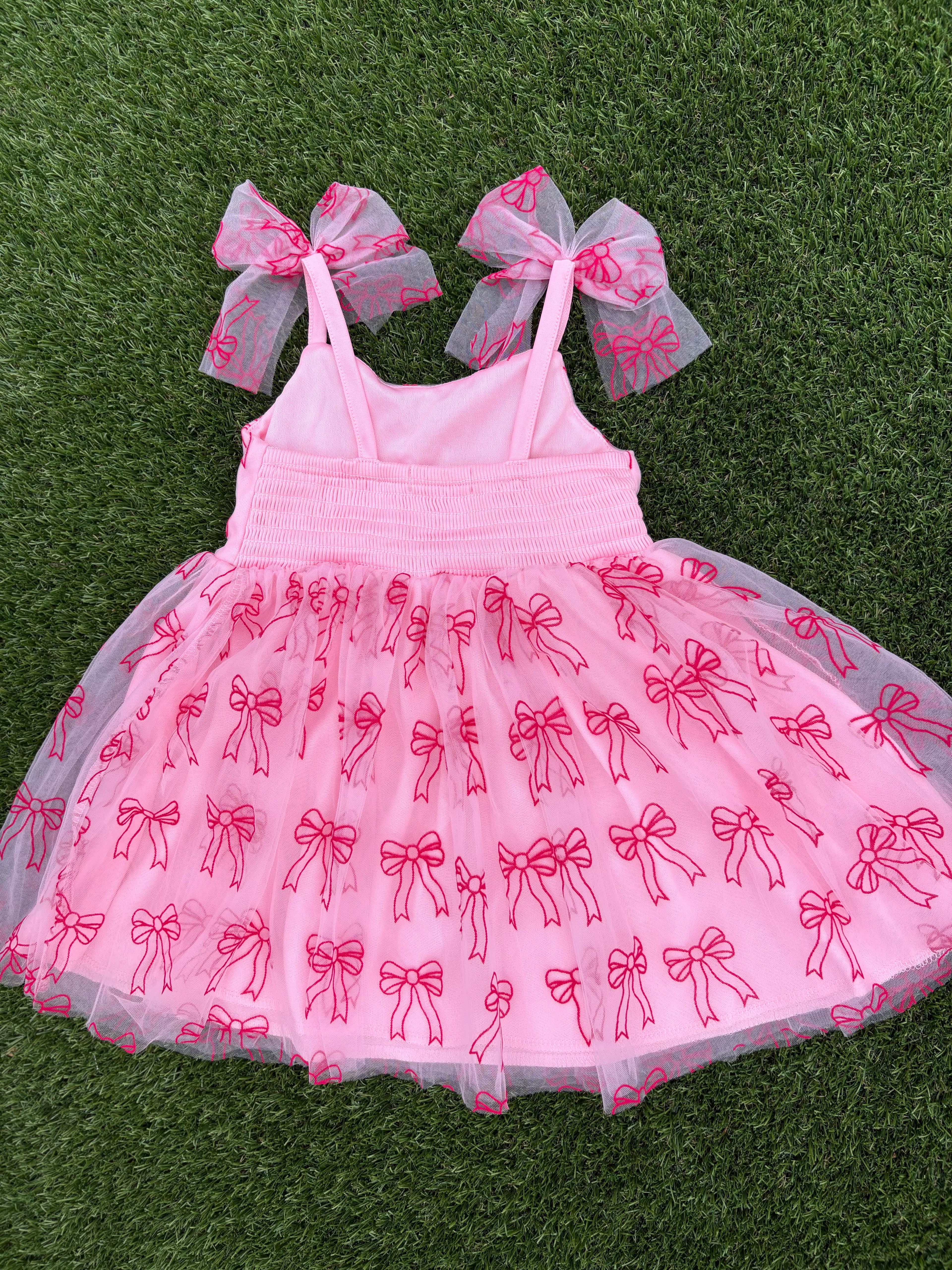 Girl's Pink Bow Tulle Dress