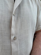 Men's Khaki Linen Short Sleeve Button Down Shirt