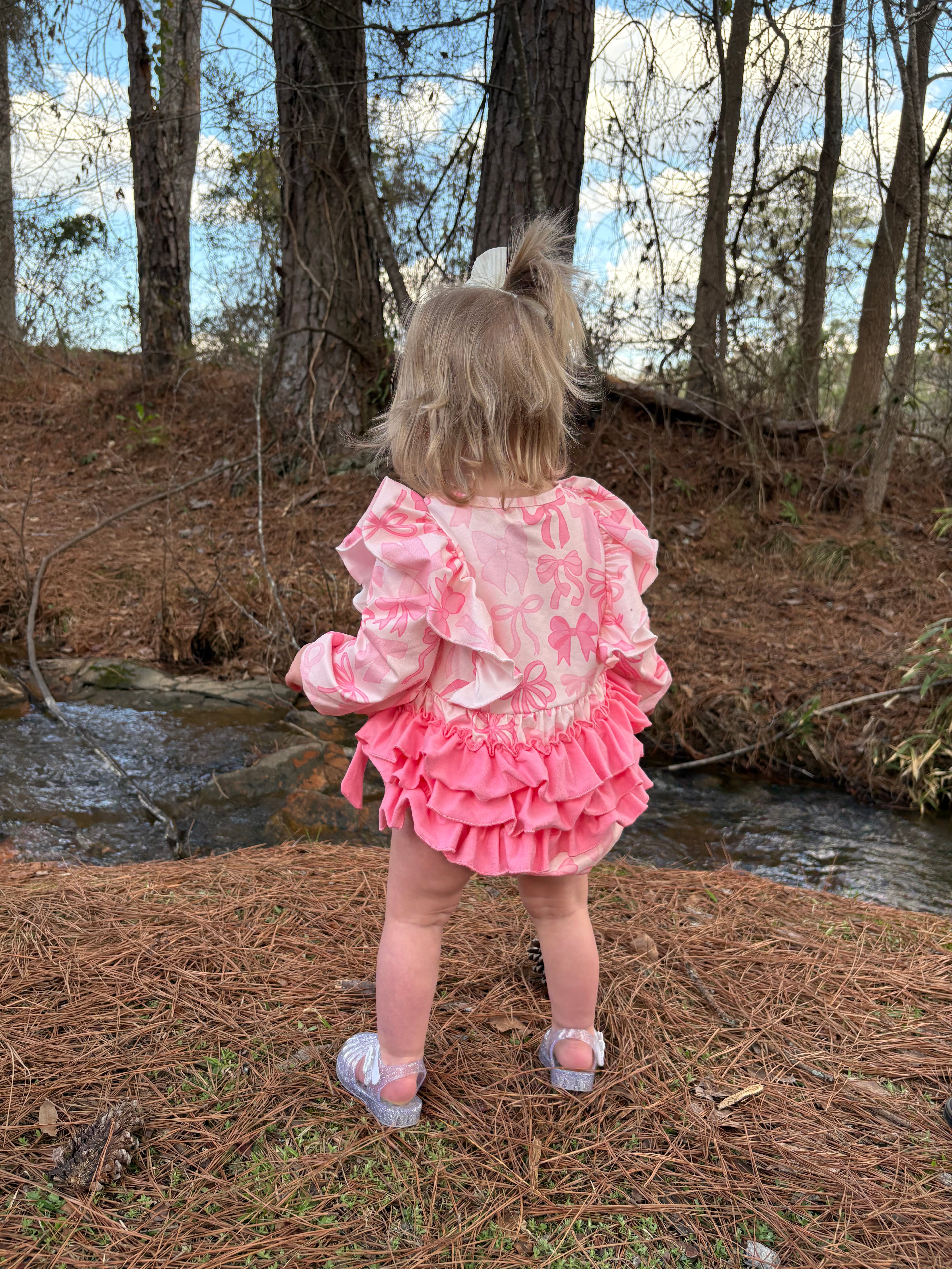 Girl's Pink Bow Ruffle Butt