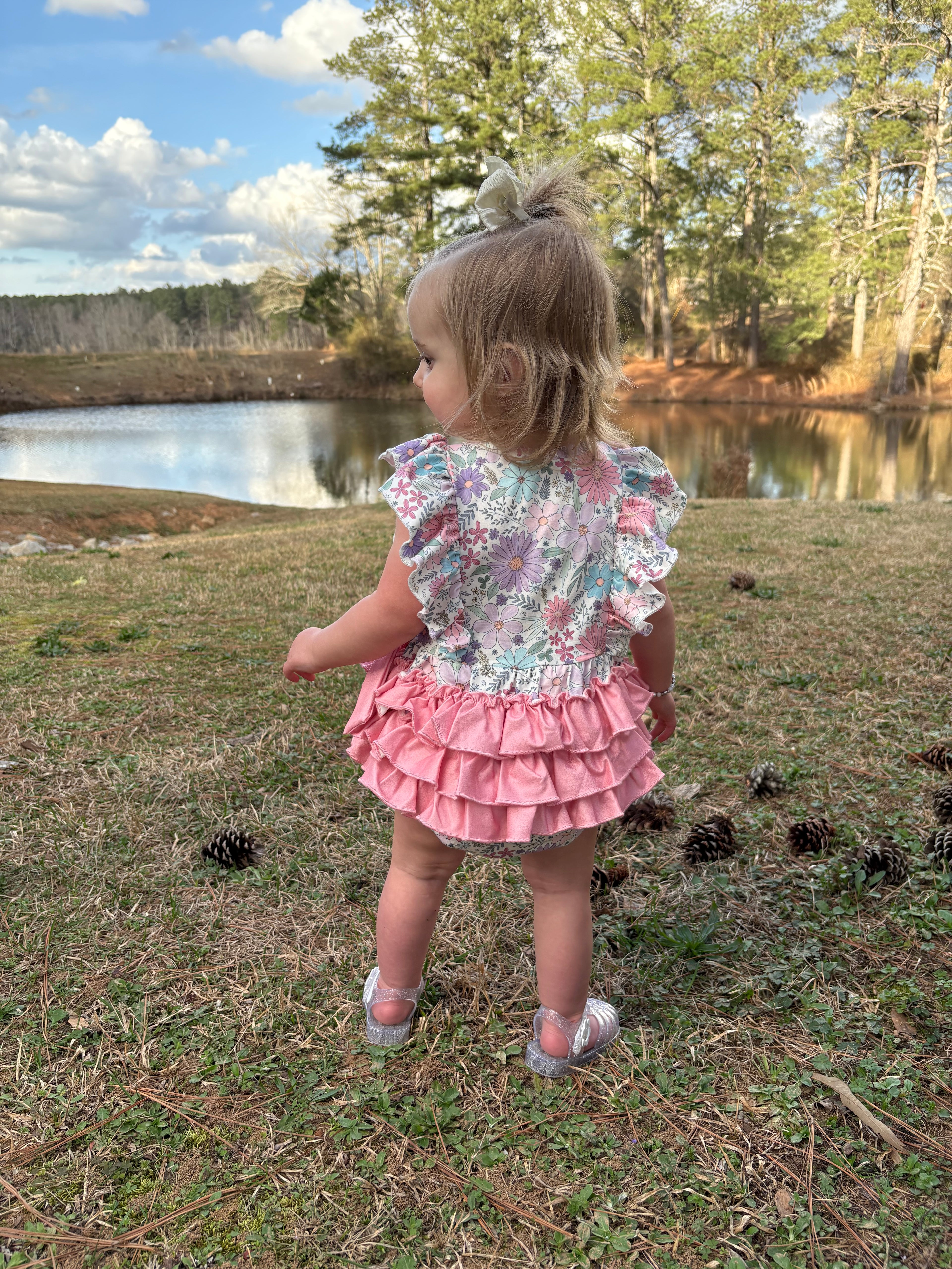 Girl's Floral Ruffle Butt