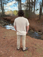 Men's Khaki Linen Short Sleeve Button Down Shirt